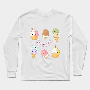 Kawaii Ice Cream Cones Long Sleeve T-Shirt